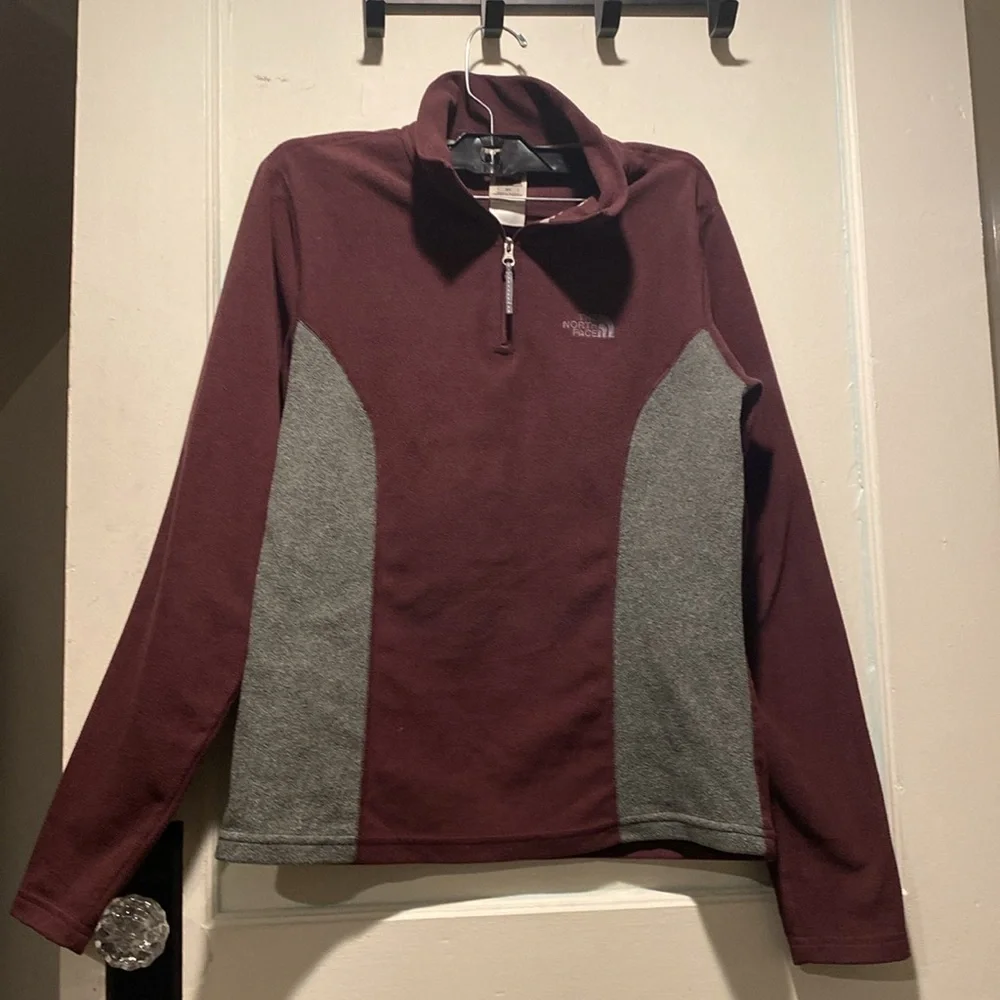 The North Face Maroon and Gray Half-Zip Pullover - Picture 2 of 10